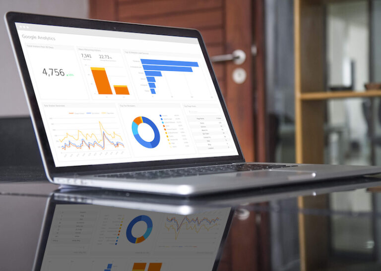Laptop showing Google Analytics dashboard