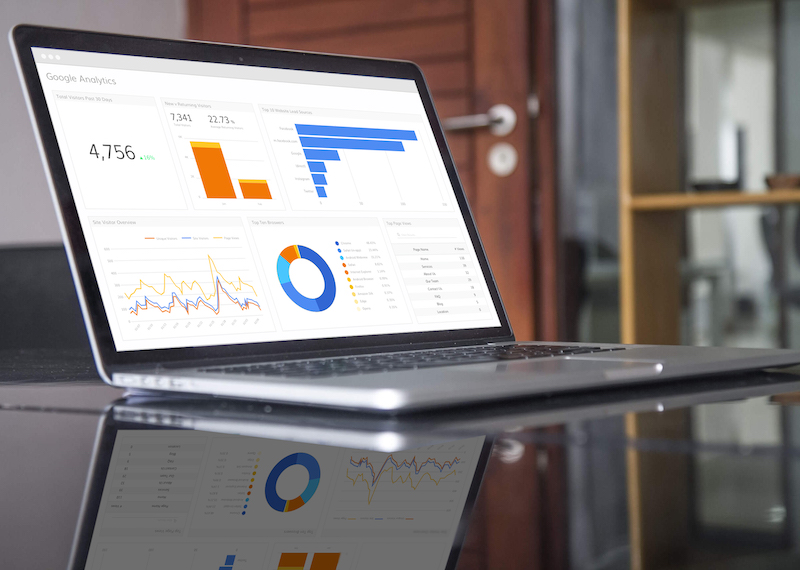 Laptop showing Google Analytics dashboard